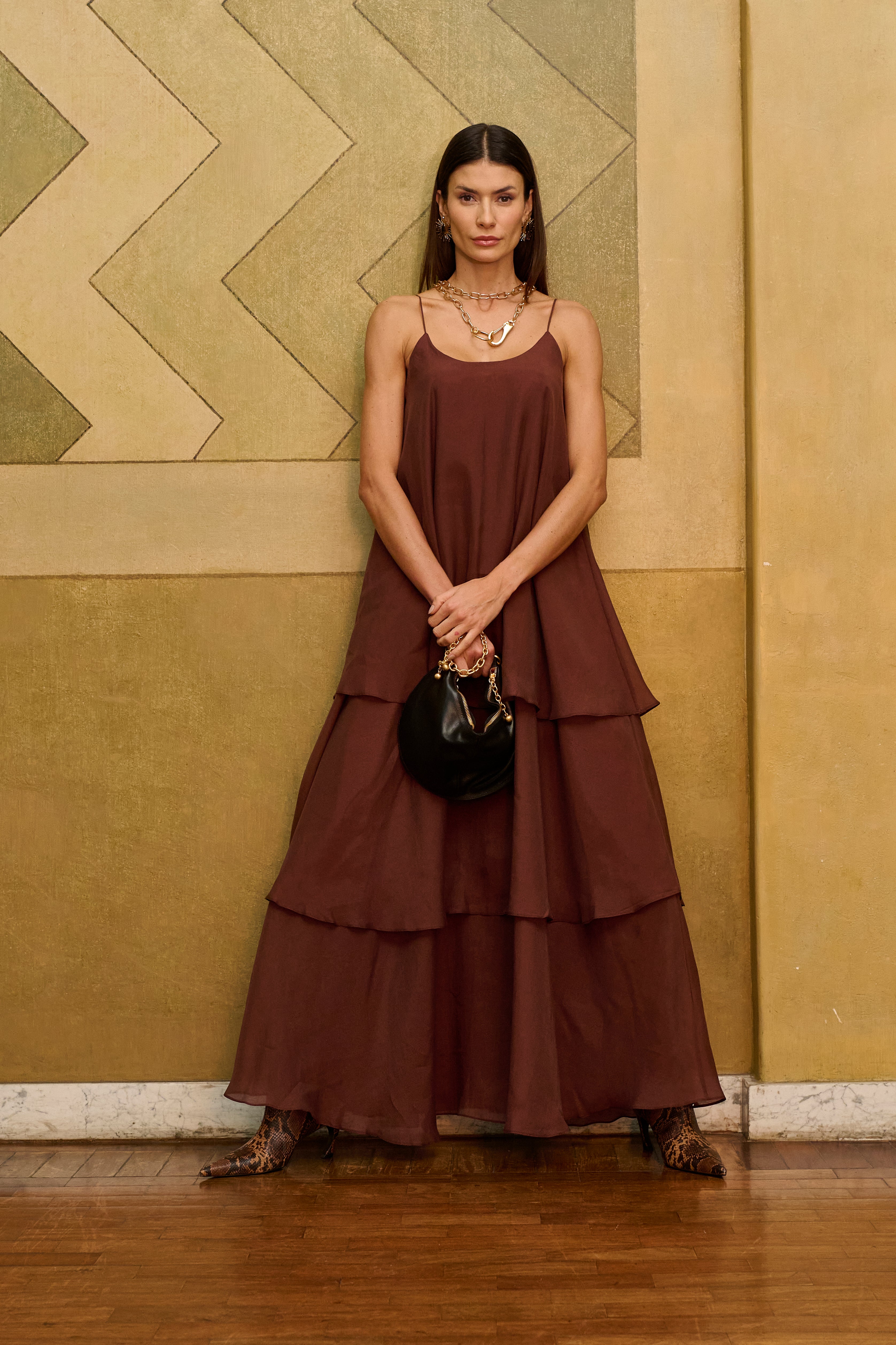Vestido Longo Camadas Celine