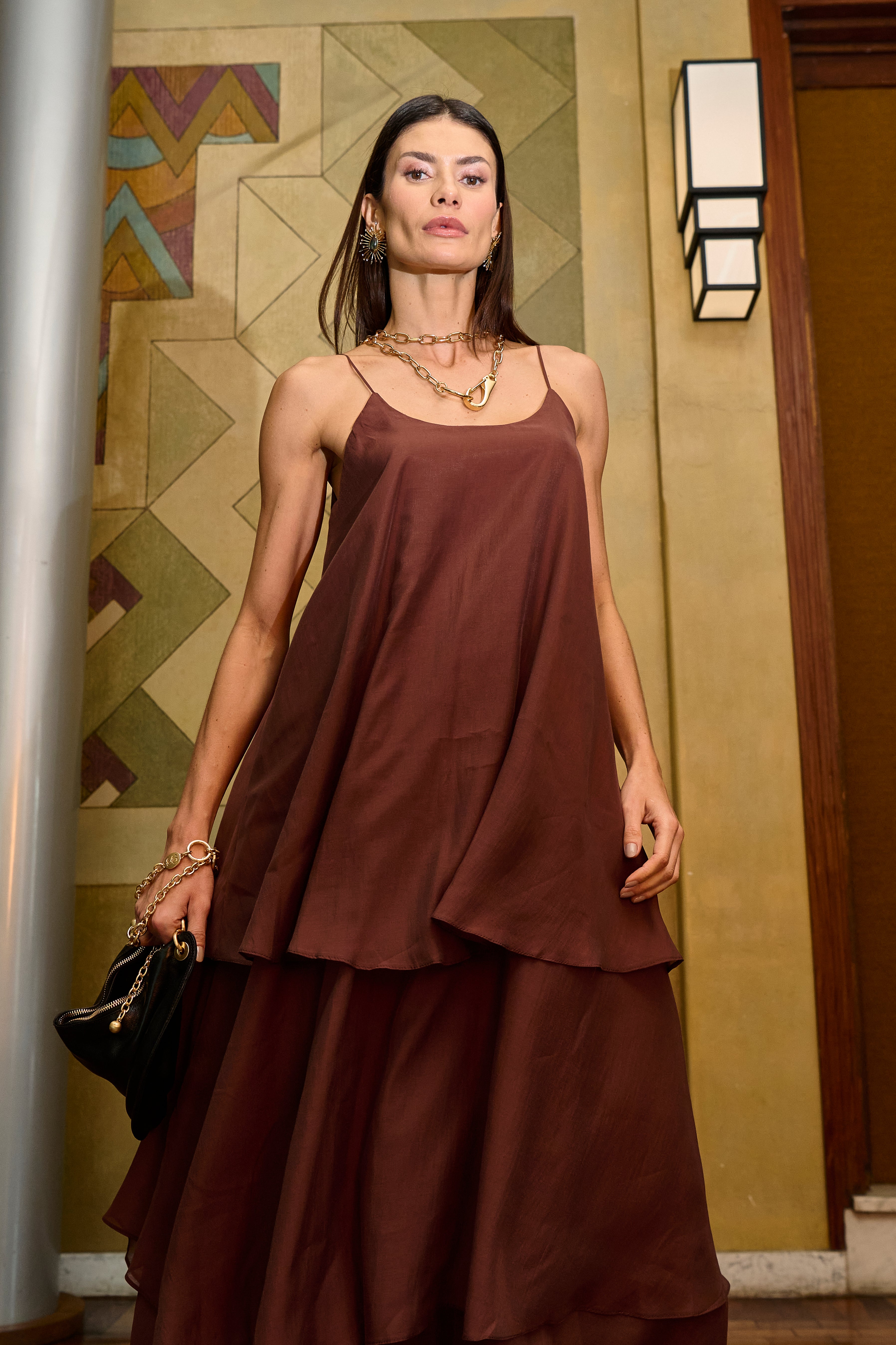 Vestido Longo Camadas Celine